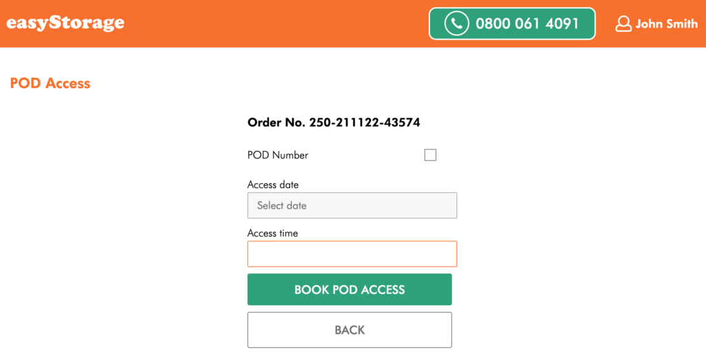 easyStorage online account booking access